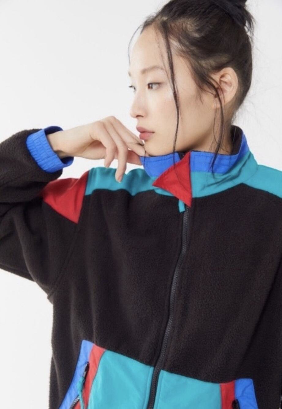 Urban Outfitters 90's Vintage Retro Style ColorBlock Fleece Jacket Size Large